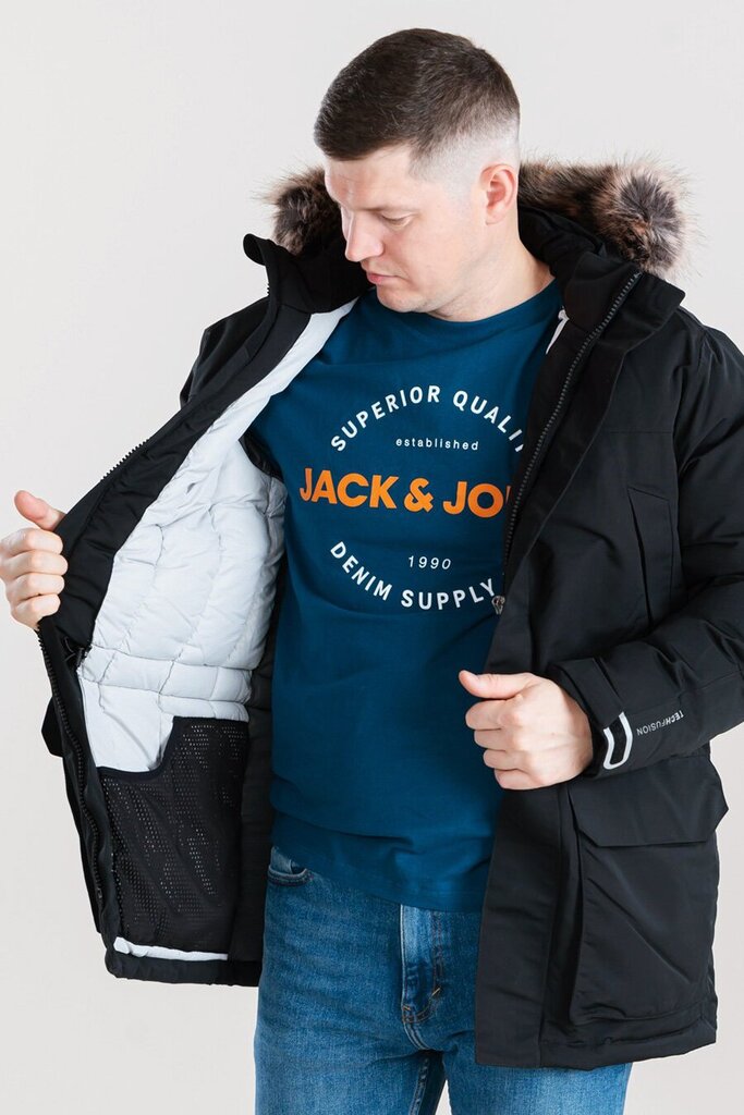 Jack & Jonesi meeste jope 12241546*01, must цена и информация | Meeste joped | kaup24.ee