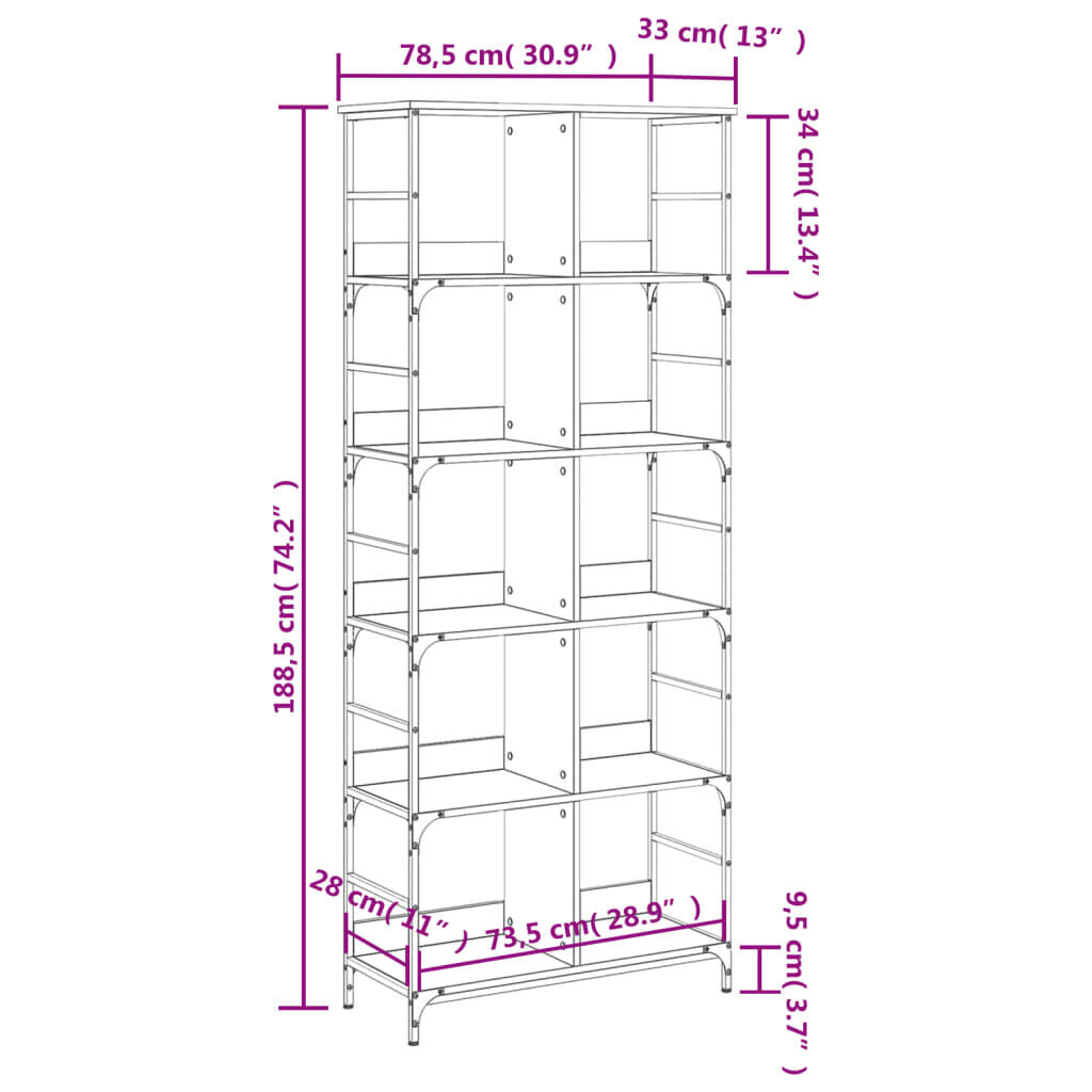 Riiul vidaXL, must hind ja info | Riiulid | kaup24.ee