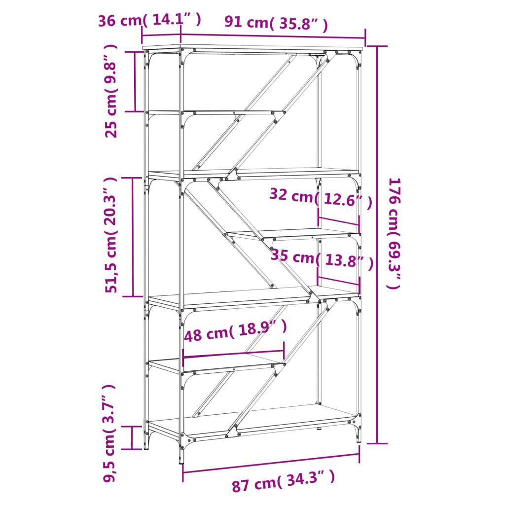 Riiul vidaXL, hall hind ja info | Riiulid | kaup24.ee