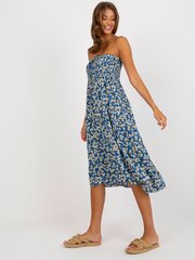 темно-синее летнее платье-бандо с цветочным принтом цена и информация | Платья | kaup24.ee