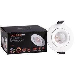 LED Downlight 8W Dim to Warm 520lm IP44 38° CRI>90 PF>0,9 (Internal Driver Included) RAL9003 THORGEON цена и информация | Монтируемые светильники, светодиодные панели | kaup24.ee