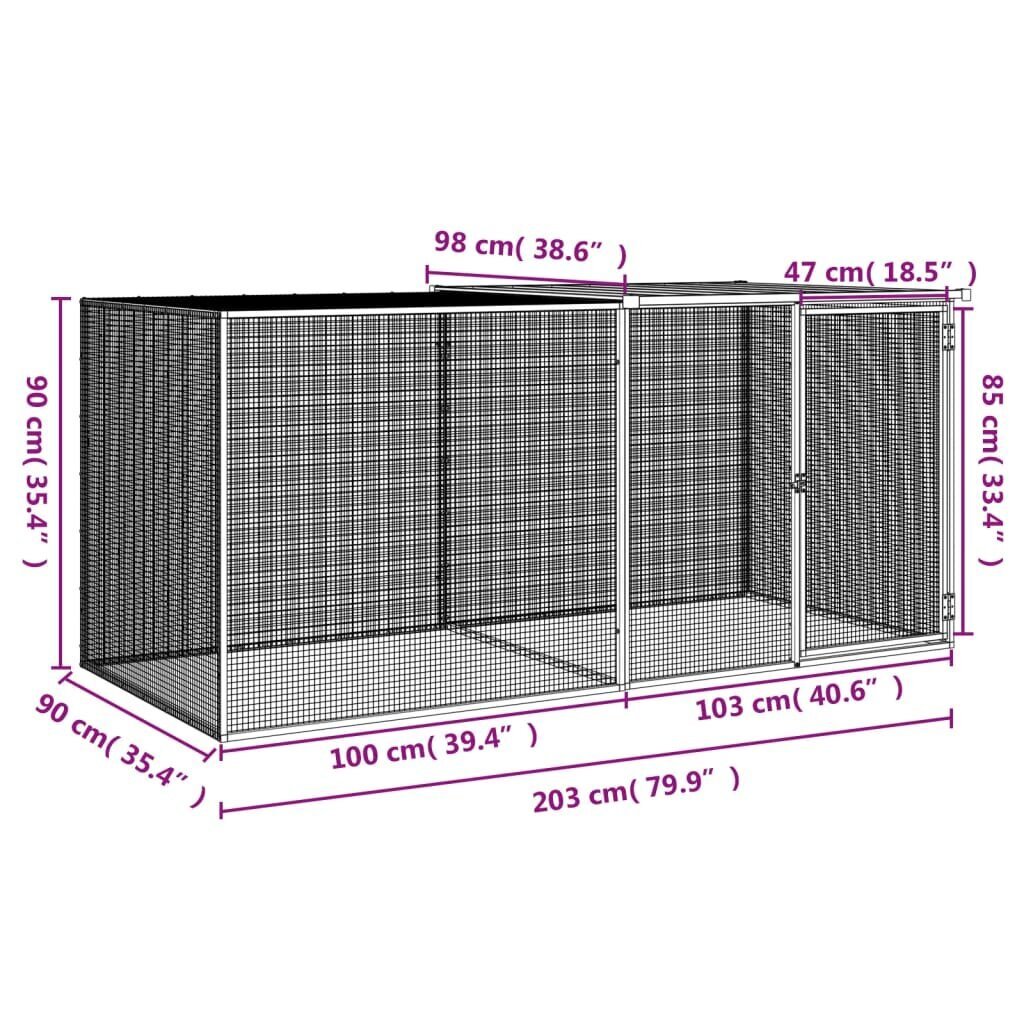 Katusega kanapuur vidaXL, 203x98x90 cm цена и информация | Pesakastid, söötjad ja puurid | kaup24.ee