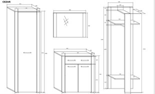Комплект мебели для прихожей Cezar, светло-коричневый/цвет дуба цена и информация | Комплекты в прихожую | kaup24.ee