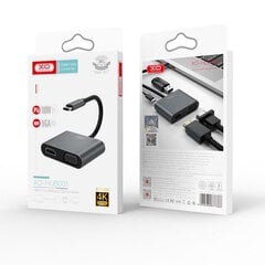 XO HUB001 4в1 Видео адаптер - переходник с USB-C на Hdmi 4K 30Hz / VGA монитор / USB 3.0 / USB-C PD 100W цена и информация | Адаптеры и USB-hub | kaup24.ee