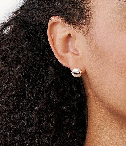 Hõbetatud kõrvarõngad naistele Emporio Armani EG3535221 pärlitega цена и информация | Kõrvarõngad | kaup24.ee