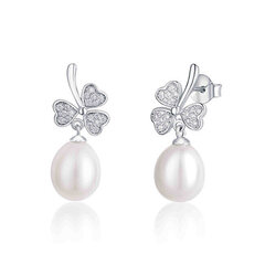 JwL Luxury Pearls Серебряные серьги из трех лепестков с жемчугом и цирконами JL0618 sJL0618 цена и информация | Серьги | kaup24.ee