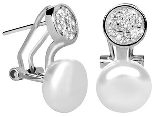 JwL Luxury Pearls Серебряные серьги с правым жемчугом и цирконами JL0393 sJL0393 цена и информация | Серьги | kaup24.ee