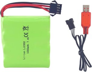 Аккумулятор 7.4V 1000mAh SM-4P с USB-кабелем для зарядки для модели DE36W DE65 NO.1809 RC автомобиля игрушки для подъема по скалам цена и информация | Батерейки | kaup24.ee