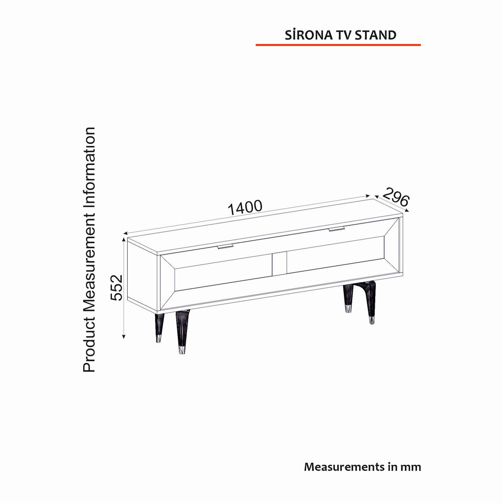 TV alus Asir, 140x55,2x29,6cm, helepruun hind ja info | TV alused | kaup24.ee