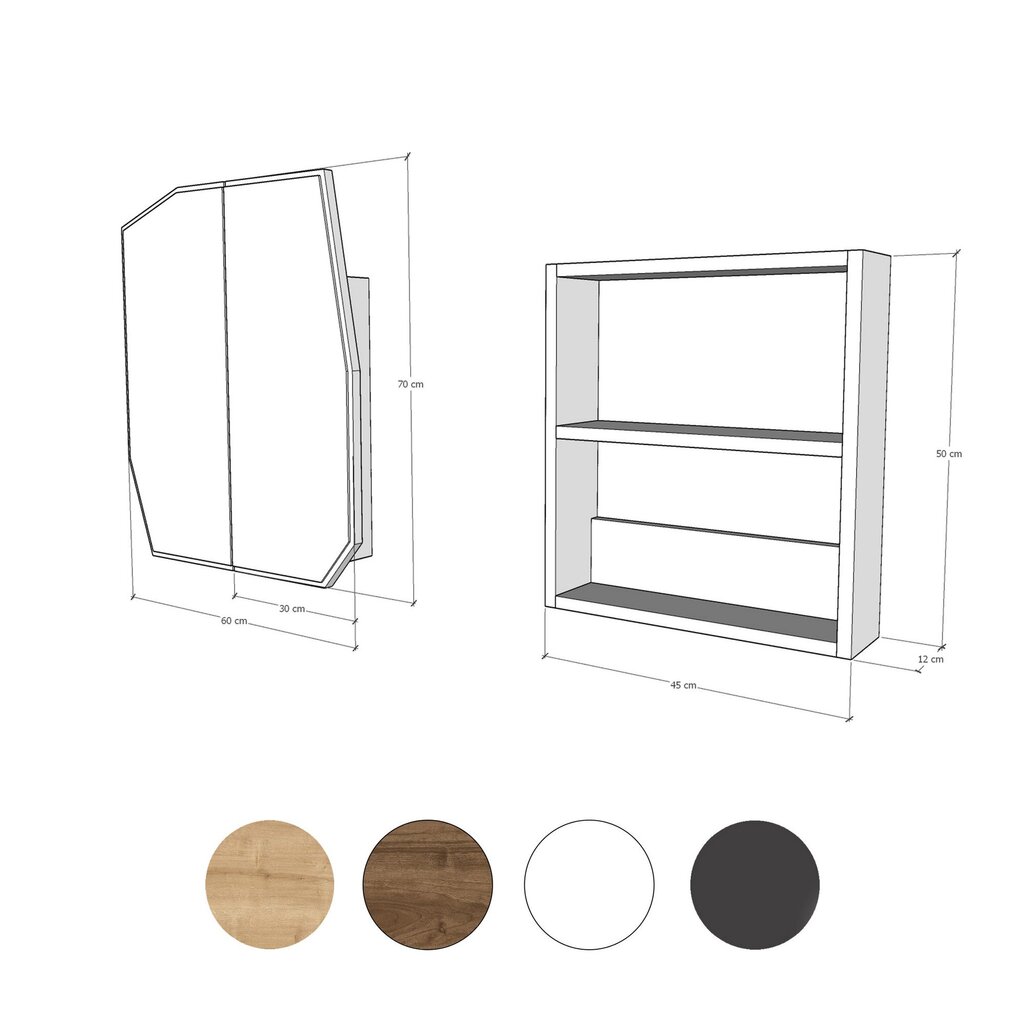 Vannitoa kapp Asir, 12x45x50cm, valge hind ja info | Vannitoakapid | kaup24.ee