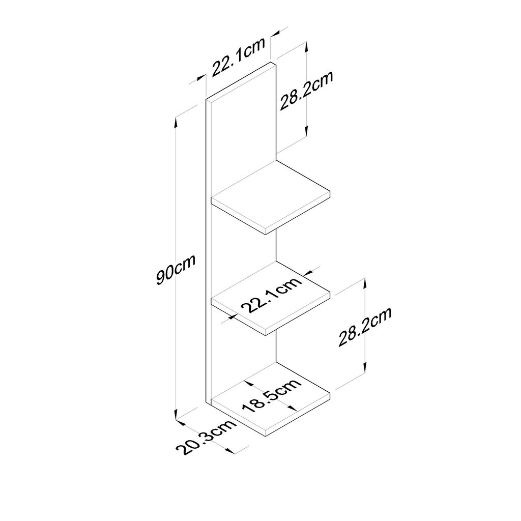 Riiul Asir, 22,1x90x20,3cm, pruun hind ja info | Riiulid | kaup24.ee