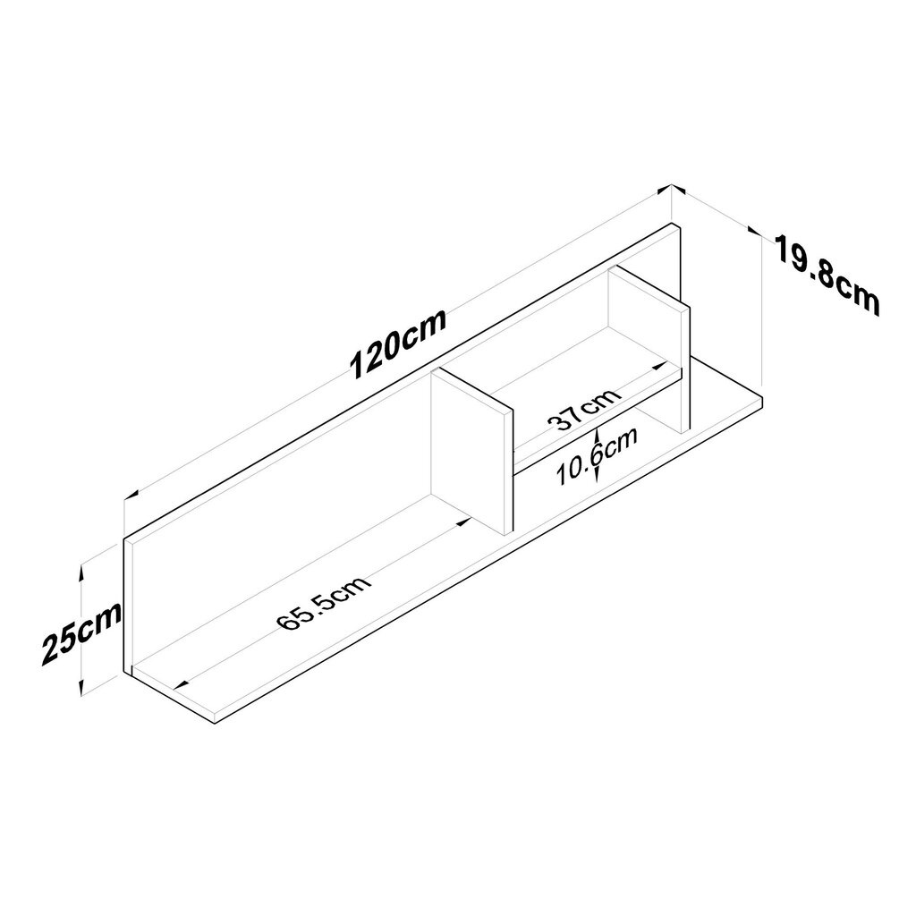 Riiul Asir, 120x25x19,8cm, valge/beež hind ja info | Riiulid | kaup24.ee