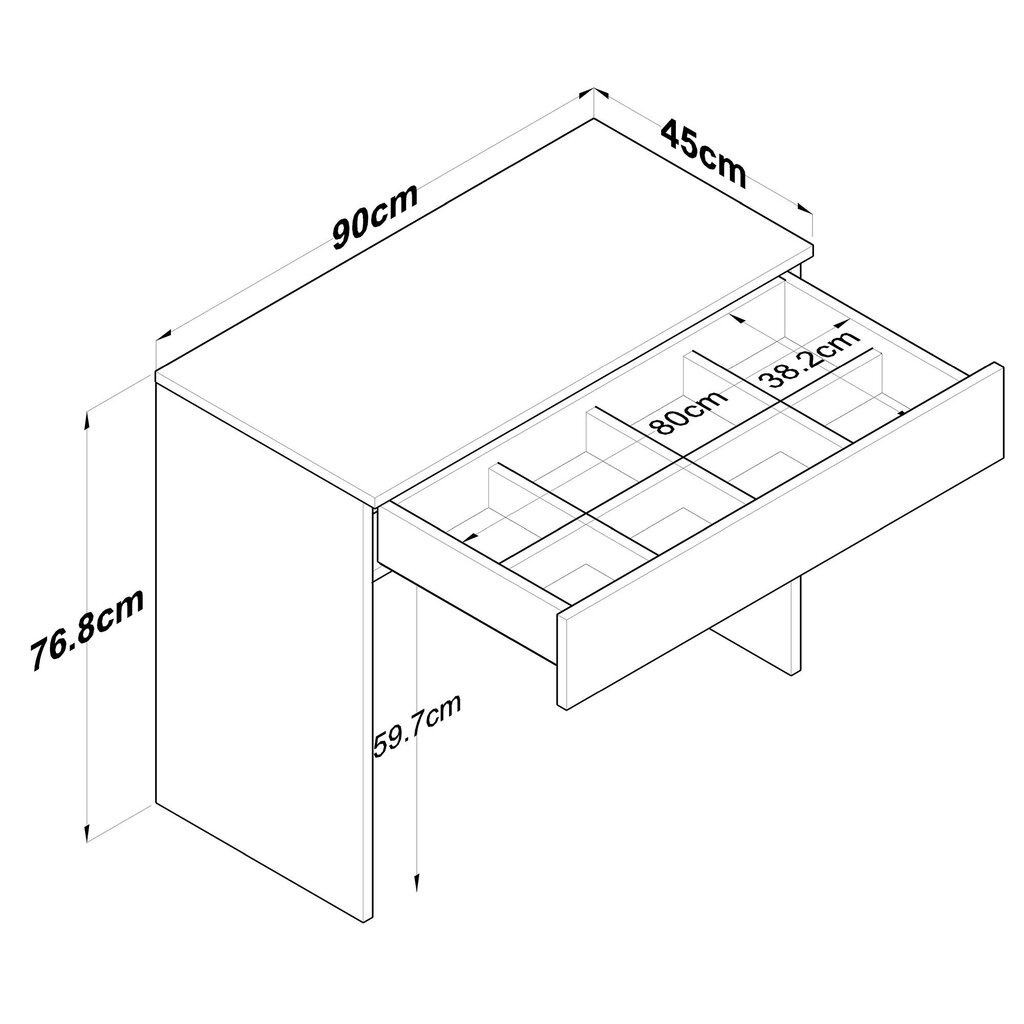 Tualettlaud Asir, 90x76,8x45cm, valge hind ja info | Tualettlauad | kaup24.ee