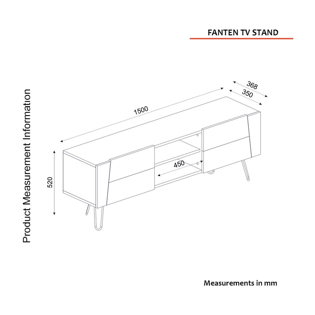 TV alus Asir, 150x52x36,8cm, pruun/must цена и информация | TV alused | kaup24.ee