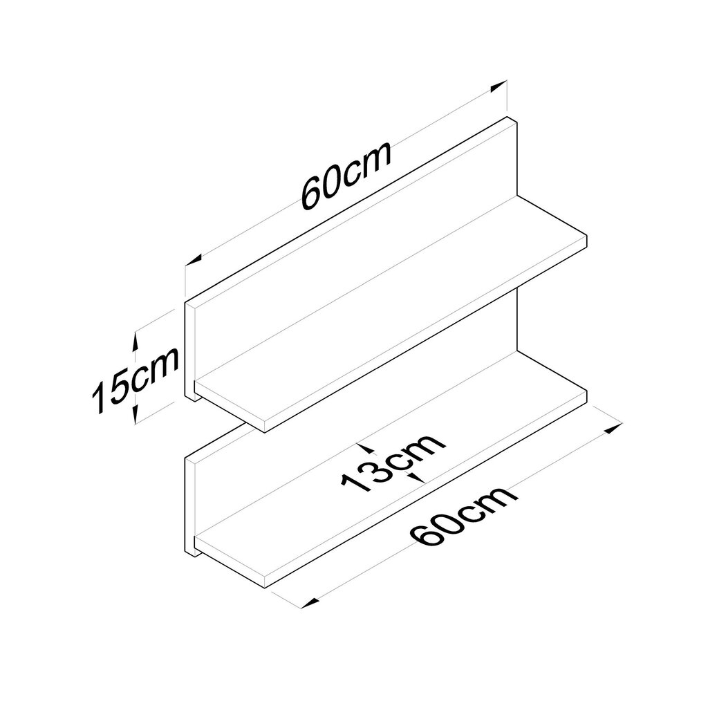 Riiul Asir, 60x15x13cm, pruun hind ja info | Riiulid | kaup24.ee