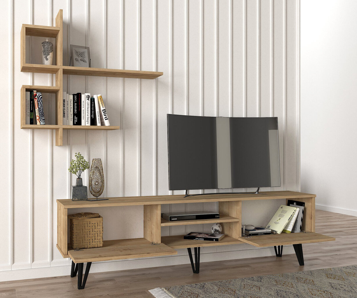 TV alus Asir, 180x51x35cm, 90x84,6x22cm, beež hind ja info | TV alused | kaup24.ee