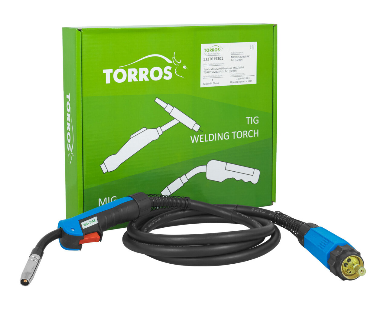 Keevituspõleti Torros 150 MIG/MAG MB15AK 4 m Euro hind ja info | Keevitusseadmed | kaup24.ee