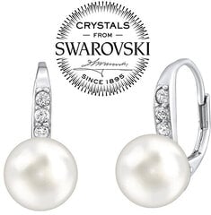 Silvego Нежные серебряные серьги с настоящим белым жемчугом и Swarovski LPSER0639 sSL3525 цена и информация | Серьги | kaup24.ee