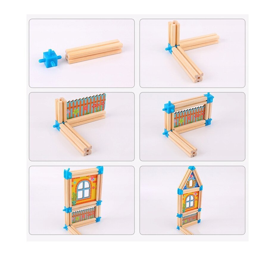 Puidust ehitusklotside komplekt, 248 tk цена и информация | Klotsid ja konstruktorid | kaup24.ee