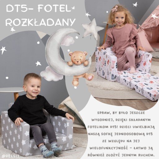 Laste tugitool Delsit, must hind ja info | Lastetoa kott-toolid, tugitoolid ja tumbad | kaup24.ee