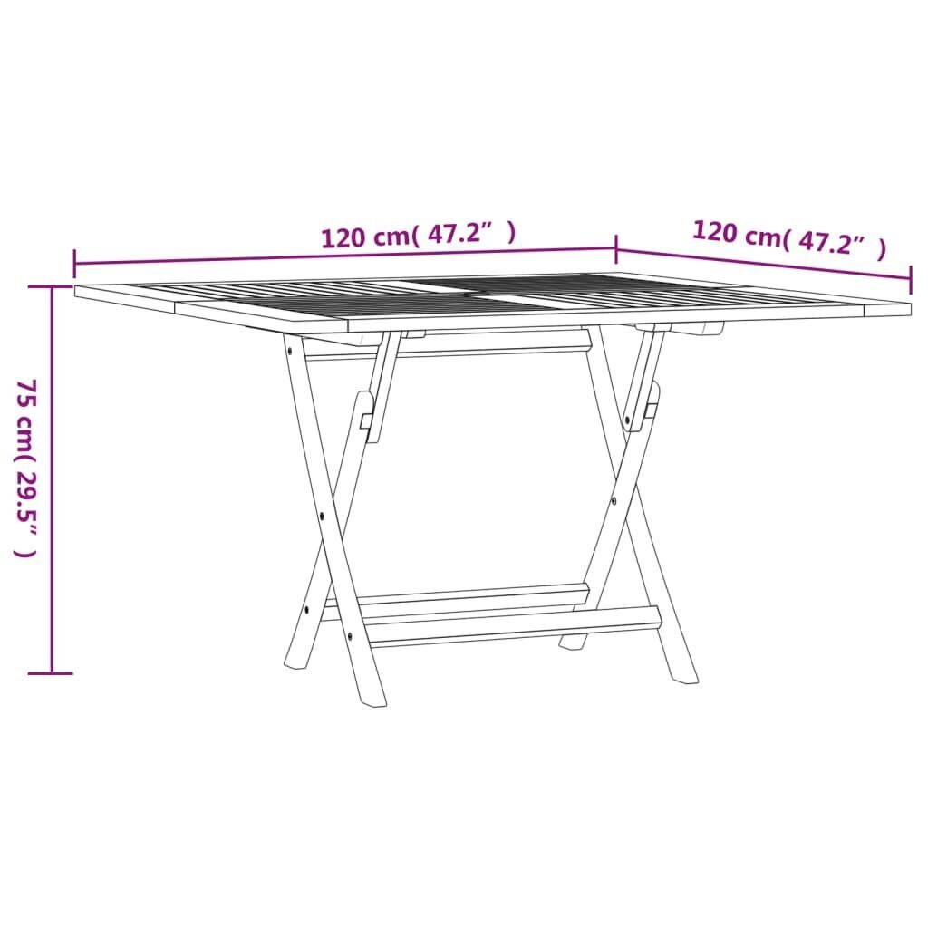 vidaXL kokkupandav aialaud, 120 x 120 x 75 cm hind ja info | Aialauad | kaup24.ee