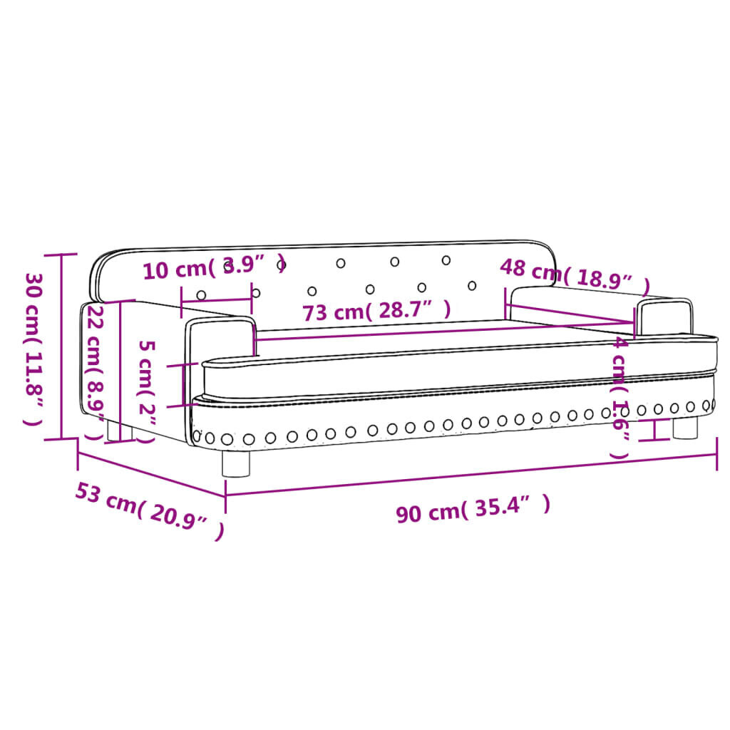 vidaXL lastediivan, tumehall, 90 x 53 x 30 cm hind ja info | Lastetoa kott-toolid, tugitoolid ja tumbad | kaup24.ee