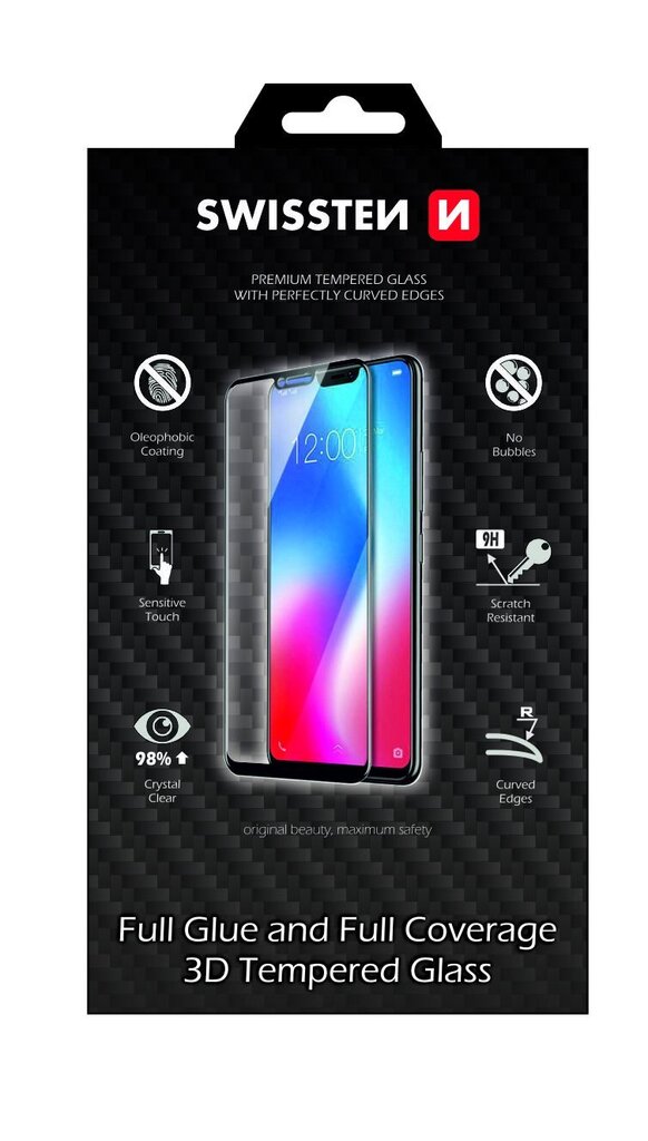 Swissten Ultra Durable 3D Japanese Tempered Glass Premium 9H Screen Protector XIAOMI REDMI NOTE 8T Black цена и информация | Ekraani kaitsekiled | kaup24.ee