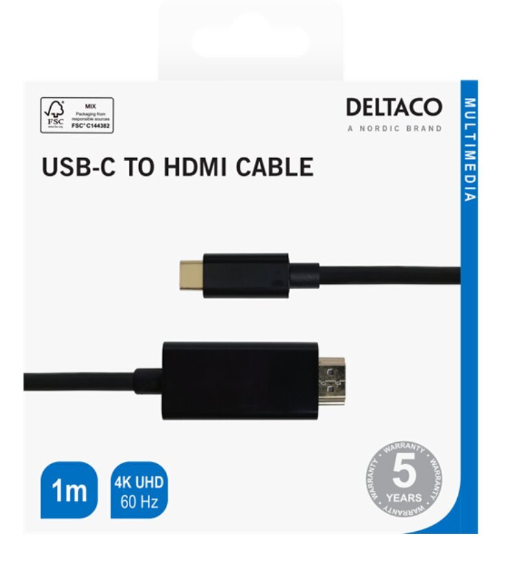 Deltaco, USB-C/HDMI, 1 m цена и информация | Kaablid ja juhtmed | kaup24.ee