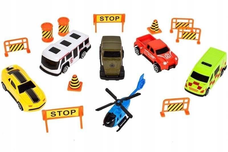 Suur mänguauto koos 5 auto ja helikopteriga hind ja info | Poiste mänguasjad | kaup24.ee