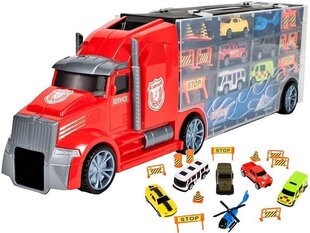 Большой игрушечный грузовик с 5 автомобилями и вертолетом цена и информация | Игрушки для мальчиков | kaup24.ee