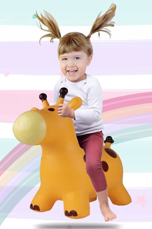 Täispuhutav kummist hüppaja Giraffe koos pumbaga, kollane hind ja info | Imikute mänguasjad | kaup24.ee