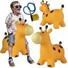 Надувной резиновый прыгун Жираф с насосом, желтый цена и информация | Игрушки для малышей | kaup24.ee