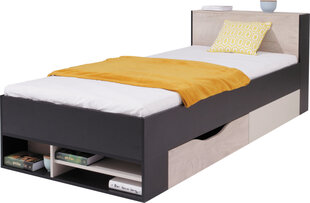 Кровать Planet 14, 90x200 см, черная/коричневая цена и информация | Детские кровати | kaup24.ee