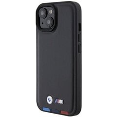 BMW BMHCP15S22PTDK iPhone 15 6.1" czarny|black Leather Stamp Tricolor цена и информация | Чехлы для телефонов | kaup24.ee