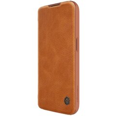 iPhone 15 Pro Nillkin Qin Pro Leather Flip Camera Cover Case - Brown цена и информация | Чехлы для телефонов | kaup24.ee