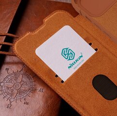 iPhone 15 Pro Nillkin Qin Pro Leather Flip Camera Cover Case - Brown цена и информация | Чехлы для телефонов | kaup24.ee