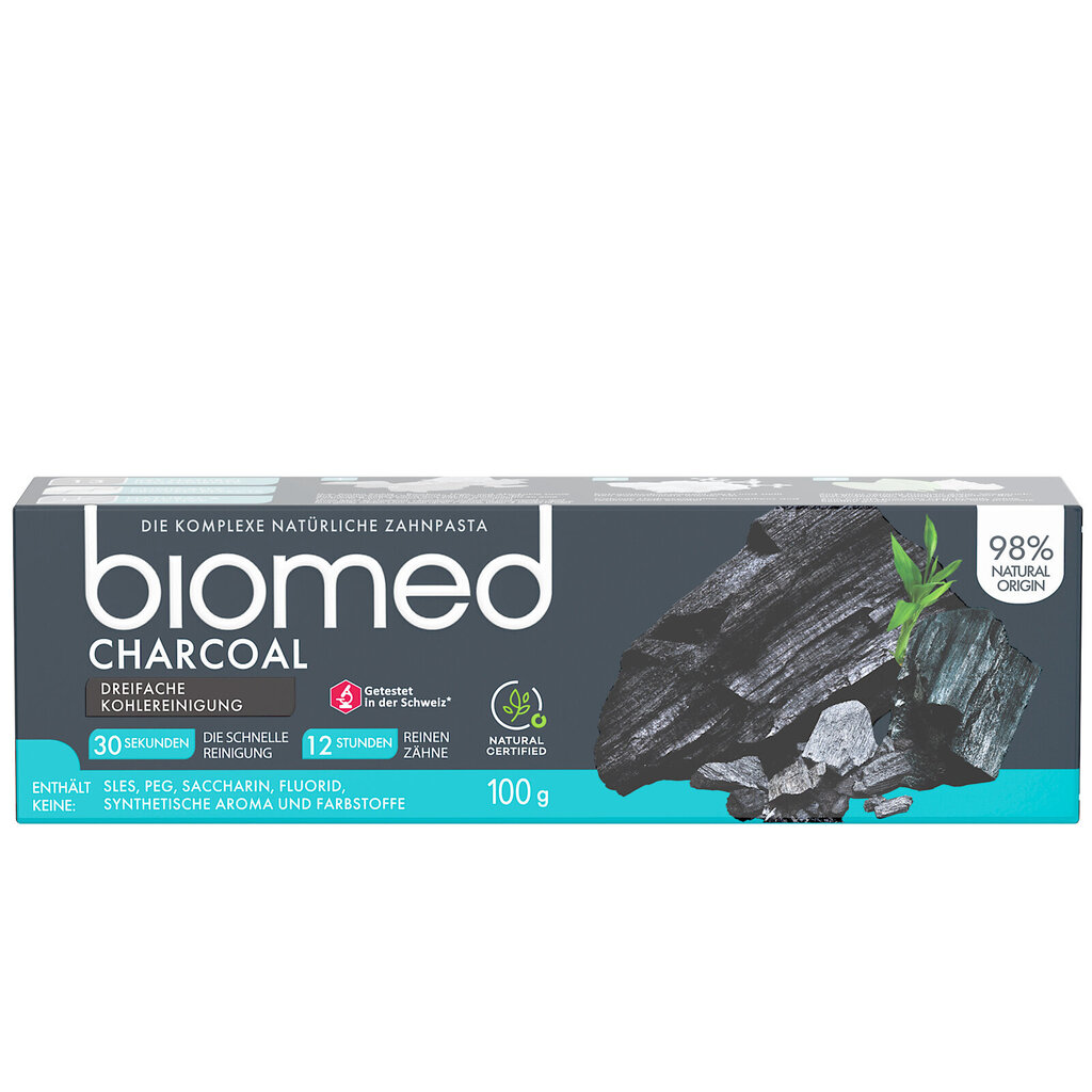 Valgendav hambapasta Biomed Charcoal Complete Care Triple Whitening Natural 100 g hind ja info | Suuhügieen | kaup24.ee