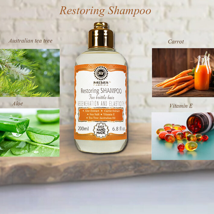 Taastav šampoon rabedatele juustele, Saules Fabrika, 200 ml hind ja info | Šampoonid | kaup24.ee