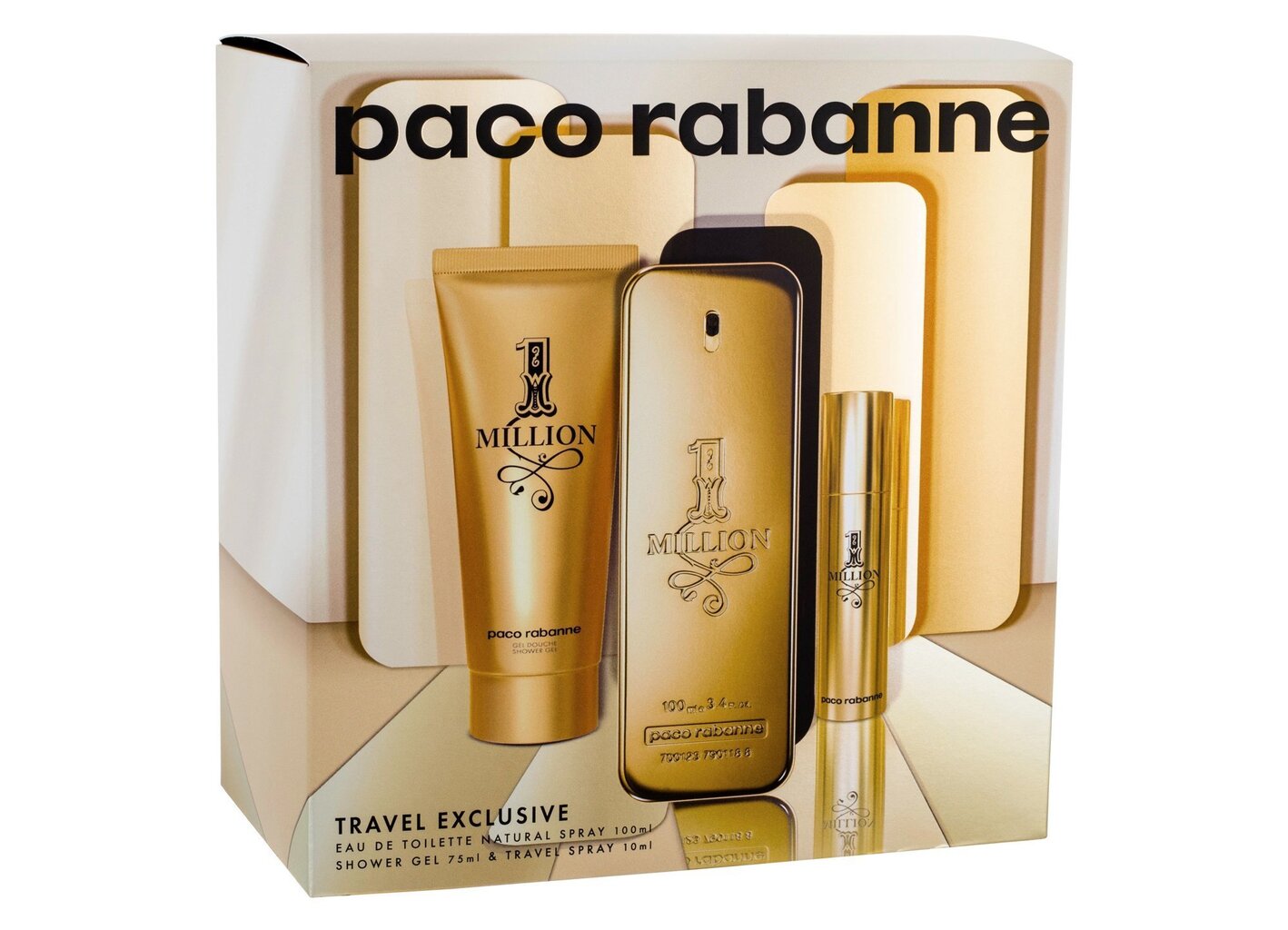 Komplekt meestele Paco Rabanne: lõhnavesi 1 Million EDT 100 ml + lõhnavesi 1 Million EDT 10 ml + dušigeel 75 ml цена и информация | Meeste parfüümid | kaup24.ee