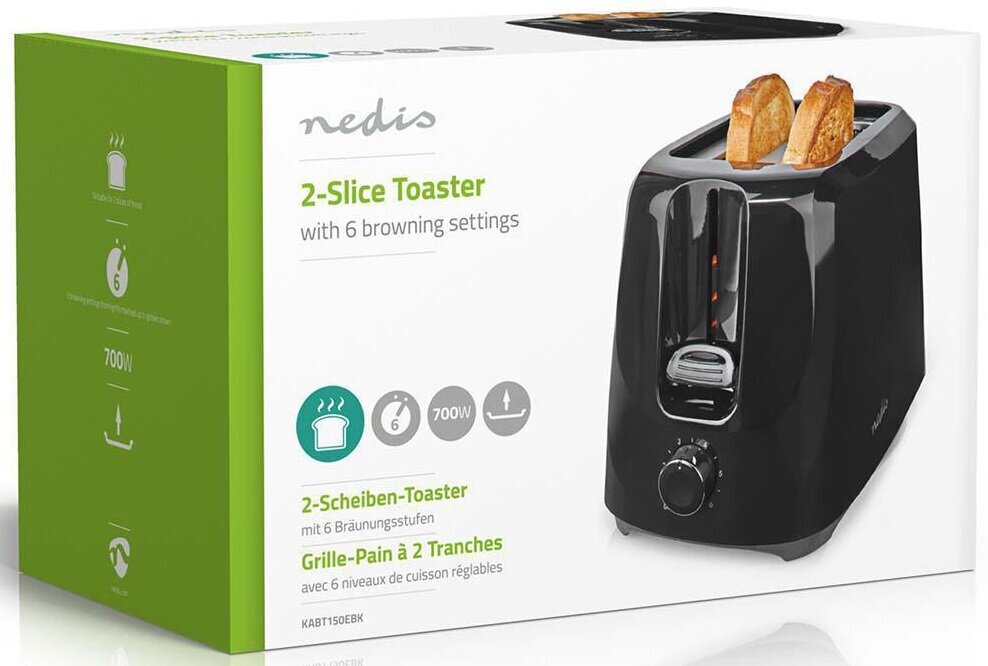 Nedis KABT150EBK 700W, must цена и информация | Rösterid | kaup24.ee