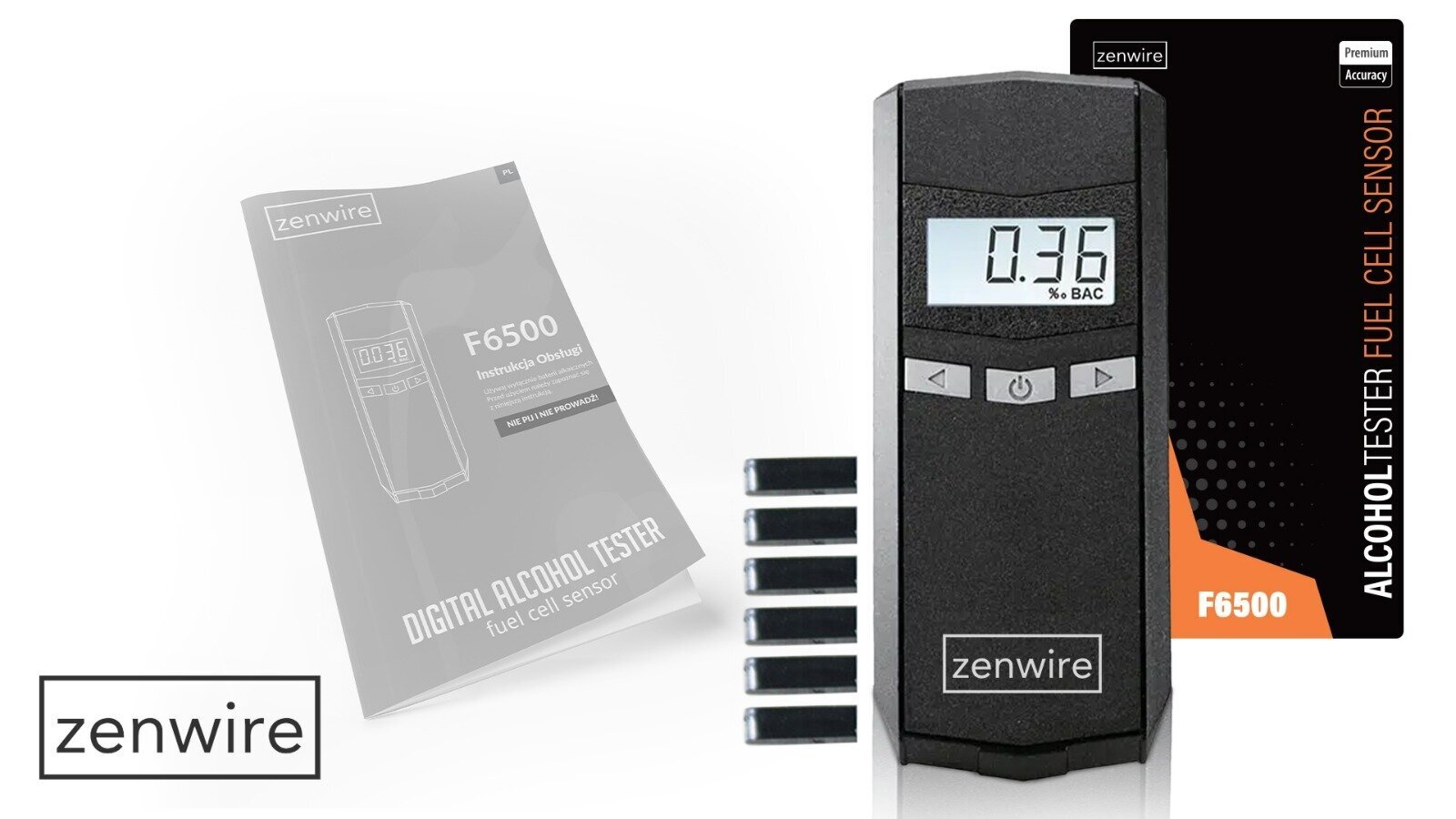 Zenwire F6500 professionaalne elektrokeemiline hingamisaparaat 6 suukorviga hind ja info | Alkomeetrid | kaup24.ee