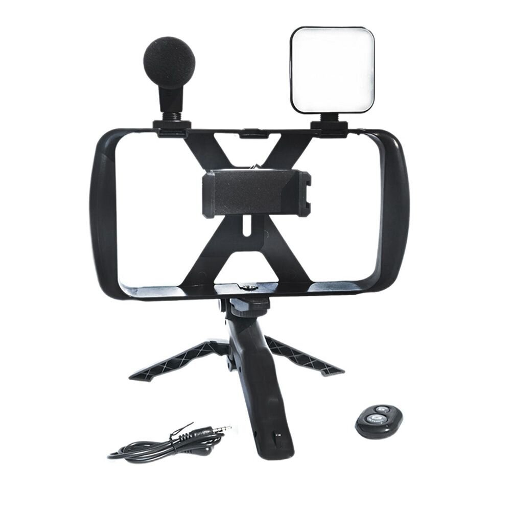 Selfie statiivihoidik LED valgusti ja mikrofoniga TL-49T, must hind ja info | Selfie sticks | kaup24.ee