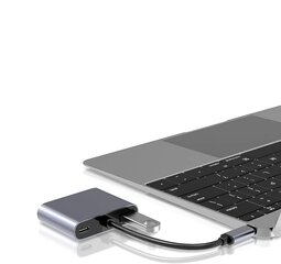 RoGer USB-C Мультимедиа адаптер HDMI 4K@30Hz / VGA 1080p / USB 3.0 / USB-C PD / Серый цена и информация | Адаптер Aten Video Splitter 2 port 450MHz | kaup24.ee