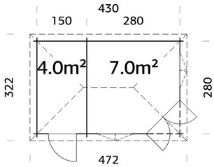 Aiapaviljon Melanie 11,0 m² kuuriga ja valkja puidukaitsega hind ja info | Kuurid ja aiamajad | kaup24.ee