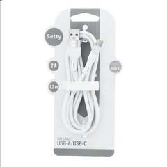 Setty USB - USB-C cable 1,2 m 2A KNA-C-1.221 black цена и информация | Кабели и провода | kaup24.ee