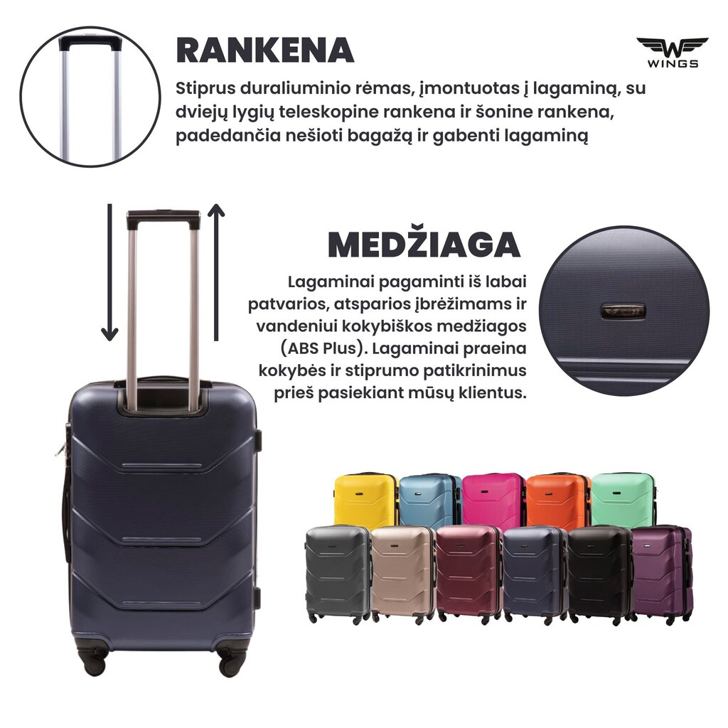 Suur kohver Wings Peacock, L, Sinine hind ja info | Kohvrid, reisikotid | kaup24.ee