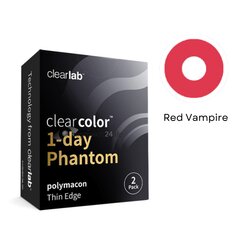 Värvilised kontaktläätsed Clearcolor Phantom 1Day Red Vampire FN102N, punane, 2 tk hind ja info | Kontaktläätsed | kaup24.ee