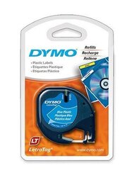 DYMO LetraTag Plastic Tape 12mm x 4m   black on blue (S0721600) - цена и информация | Аксессуары для принтера | kaup24.ee