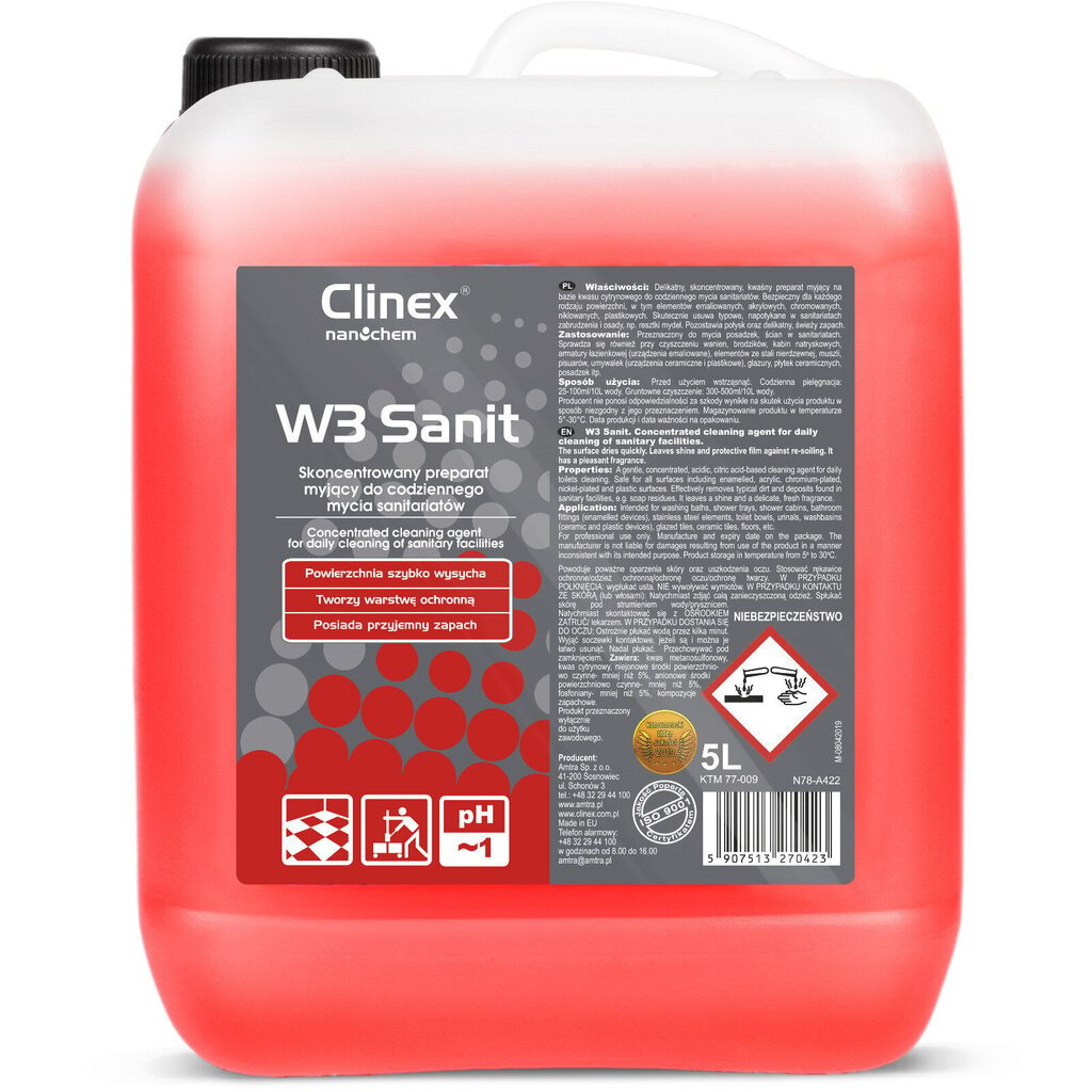 Clinex vannitoa plaatide puhastusvahend, 5L hind ja info | Puhastusvahendid | kaup24.ee