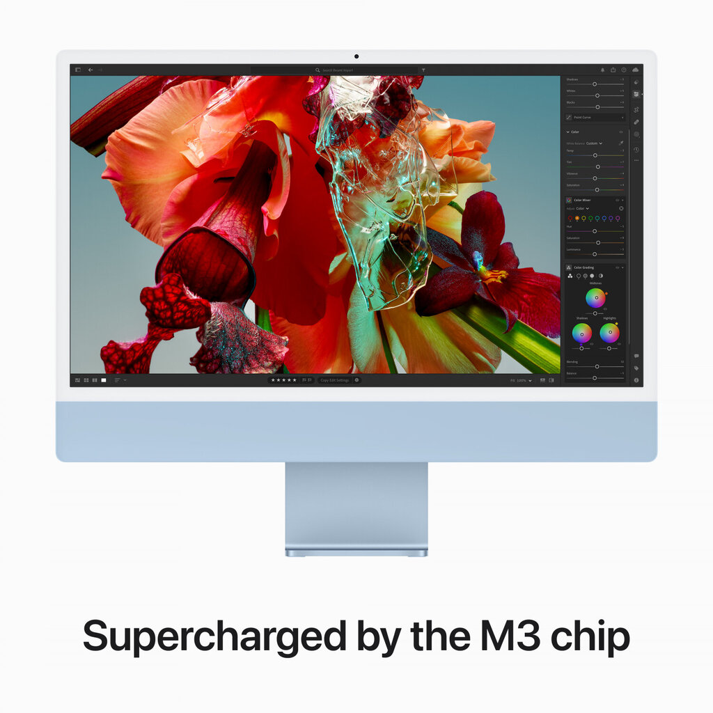 iMac 24” 4.5K Retina, Apple M3 8C CPU, 10C GPU/8GB/256GB SSD/Blue/INT - MQRQ3ZE/A цена и информация | Lauaarvutid | kaup24.ee